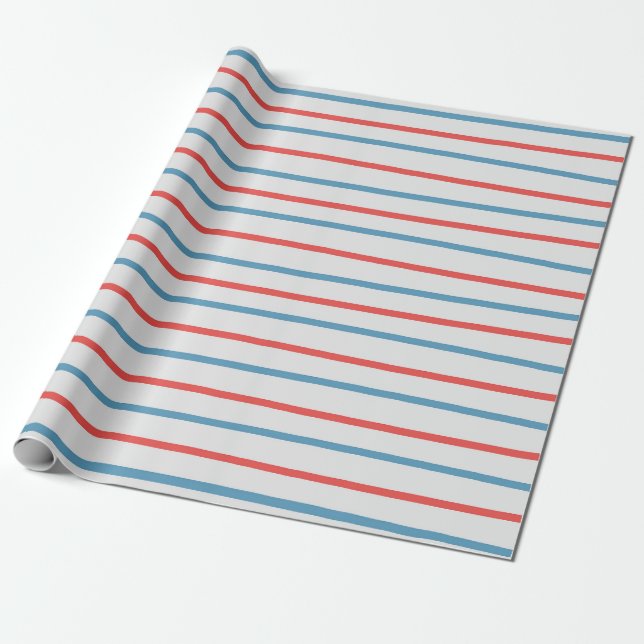Wavy Nautical Stripes Wrapping Paper (Unrolled)