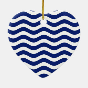 Wavy Navy Stripes decor Ceramic Tree Decoration