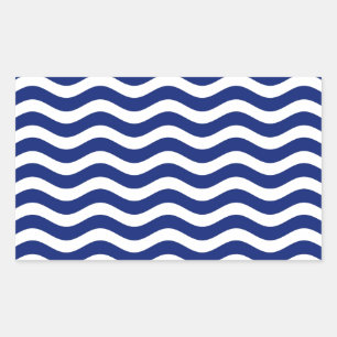 Wavy Navy Stripes decor Rectangular Sticker
