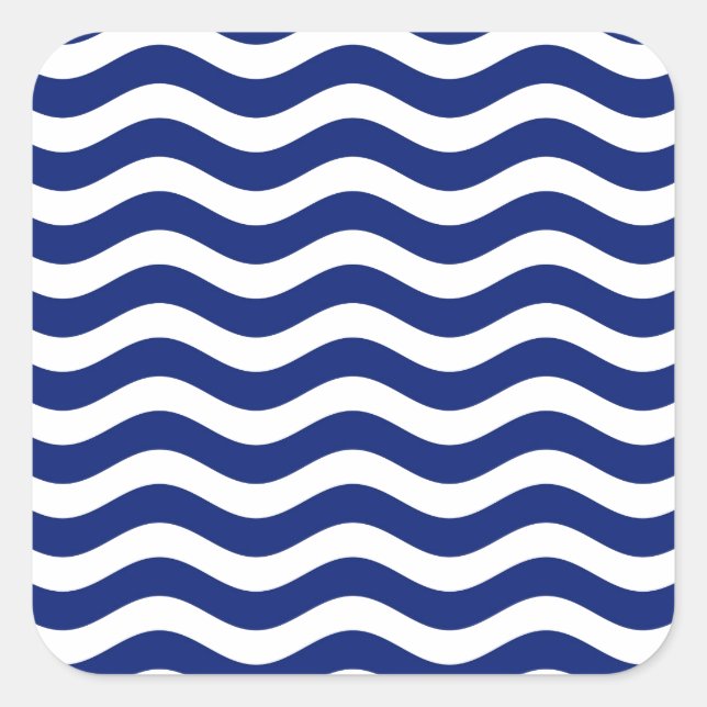 Wavy Navy Stripes decor Square Sticker (Front)