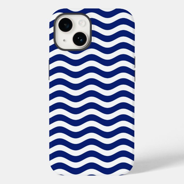 Wavy Navy Stripes Graphic Case-Mate iPhone Case (Back)