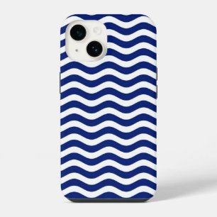Wavy Navy Stripes Graphic iPhone 14 Case