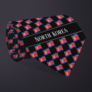 Wavy North Korea Flag Pattern  Tie