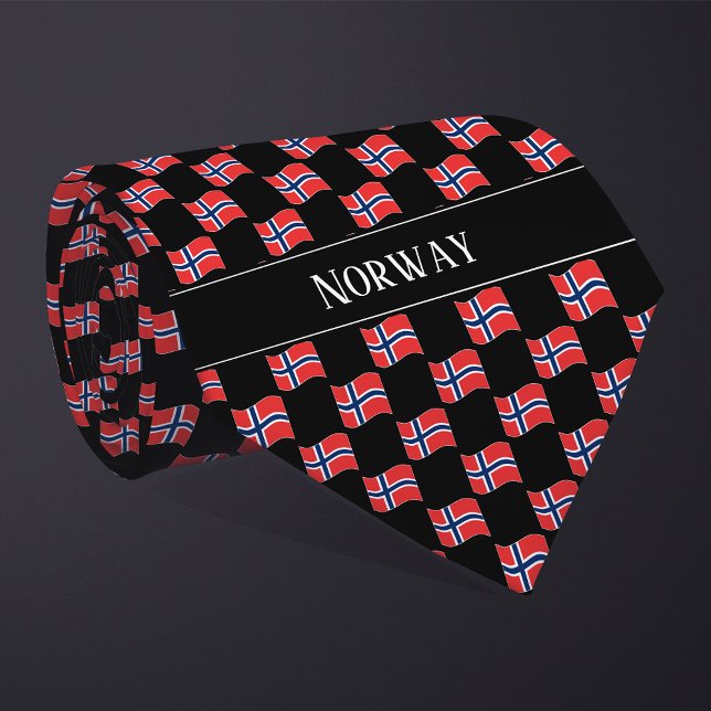 Wavy Norway Flag Pattern  Tie (Creator Uploaded)