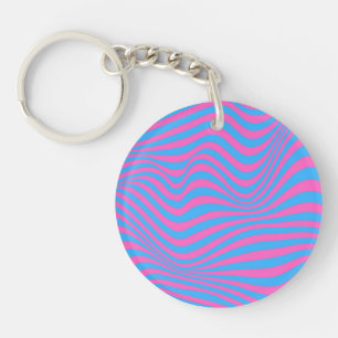 Wavy Optical Illusion Pattern Key Ring