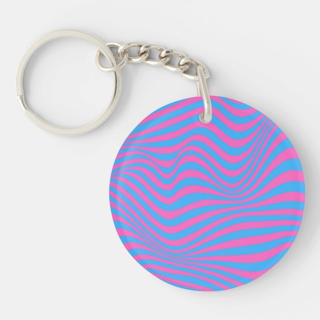 Wavy Optical Illusion Pattern   Key Ring (Front)