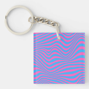 Wavy Optical Illusion Pattern  Key Ring