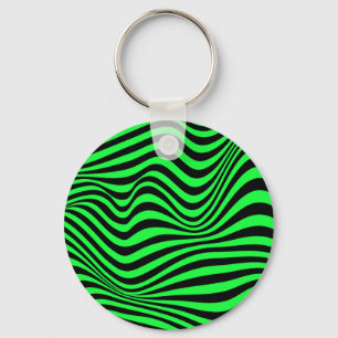 Wavy Optical Illusion Pattern Key Ring