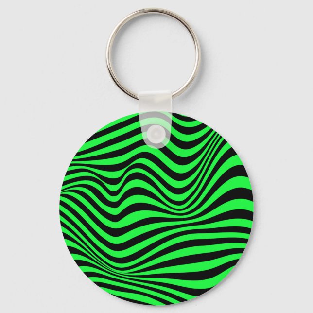 Wavy Optical Illusion Pattern     Key Ring (Front)