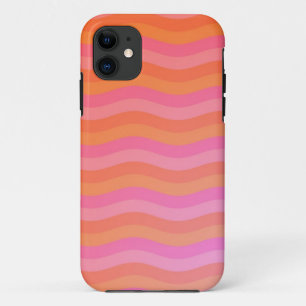 Wavy Orange and Pink Stripes iPhone 11 Case