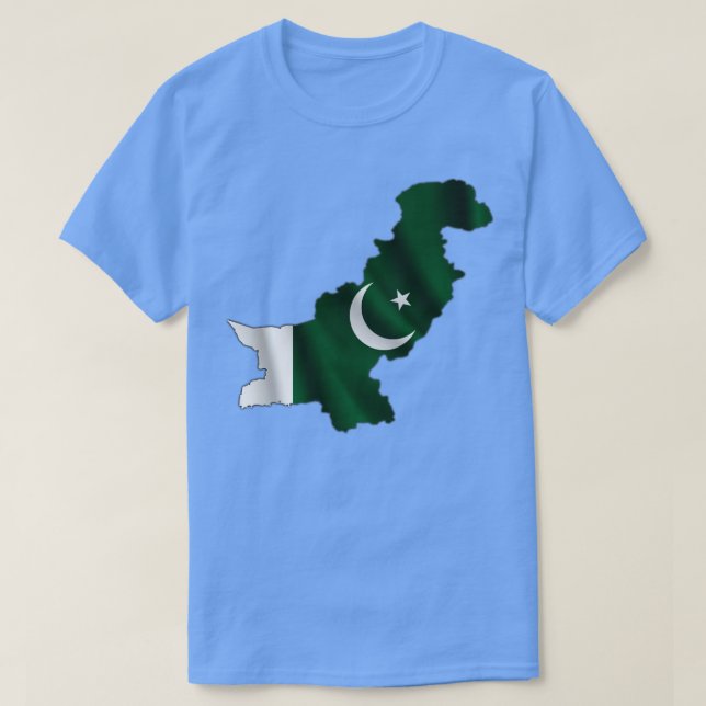 Wavy Pakistani Flag inside Map of Pakistan  T-Shirt (Design Front)
