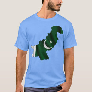 Wavy Pakistani Flag inside Map of Pakistan T-Shirt