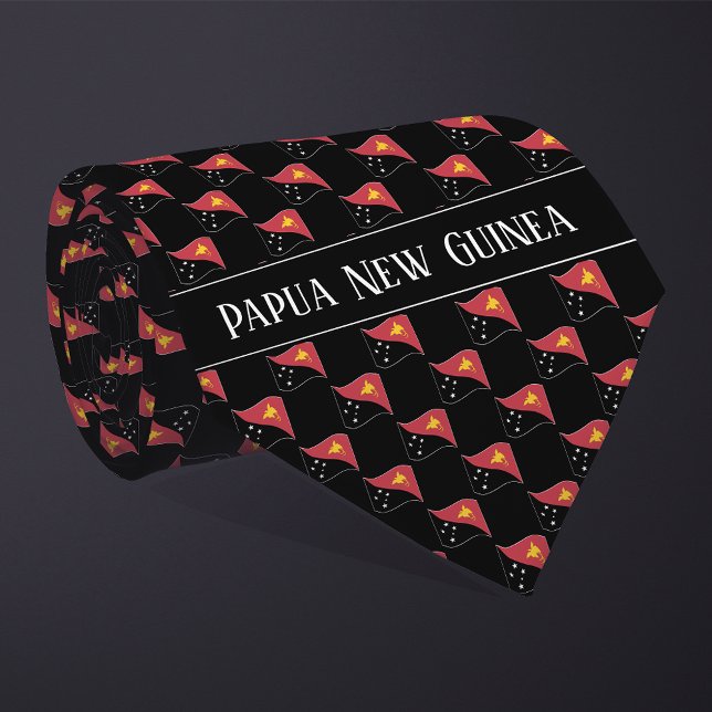 Wavy Papua New Guinea Flag Pattern  Tie (Creator Uploaded)