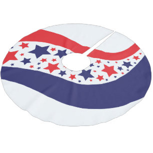 Wavy Patriotic Abstract Brushed Polyester Tree Skirt