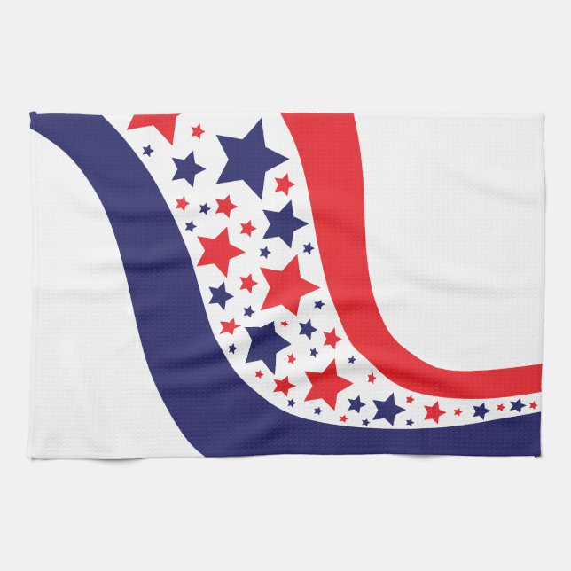 Wavy Patriotic Abstract Tea Towel (Horizontal)