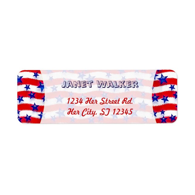 Wavy Patriotic Blue Stars Over Red & White Stripes (Front)