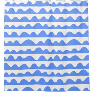 Wavy Pattern 020815 - Baby Blue and White Shower Curtain