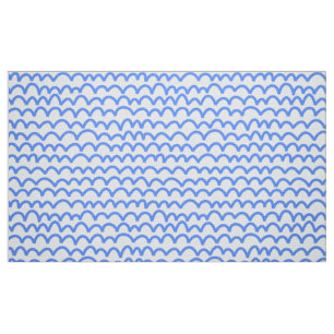 Wavy Pattern - Baby Blue on White Fabric