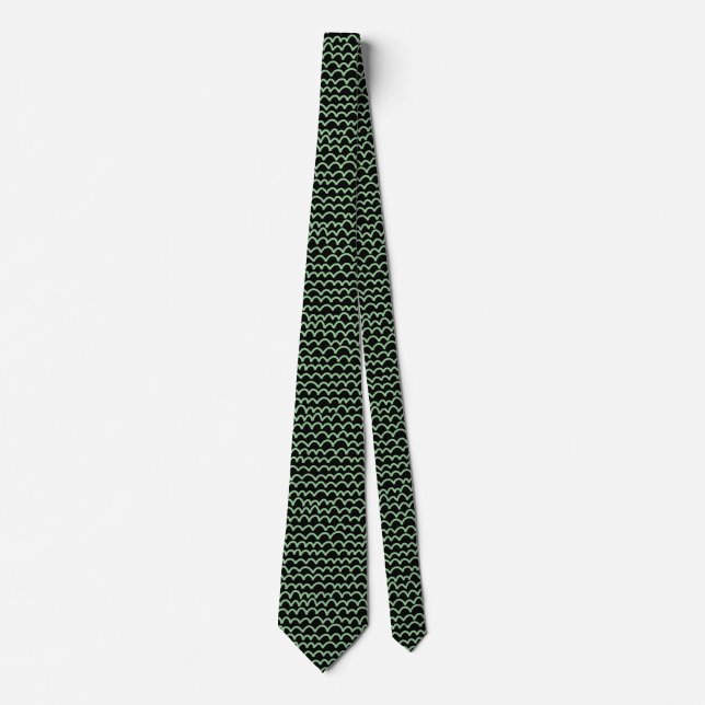 Wavy Pattern - Faded Green on Black Tie (Front)