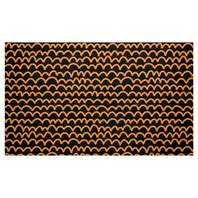Wavy Pattern - Light Orange on White Fabric (Fat Quarter)