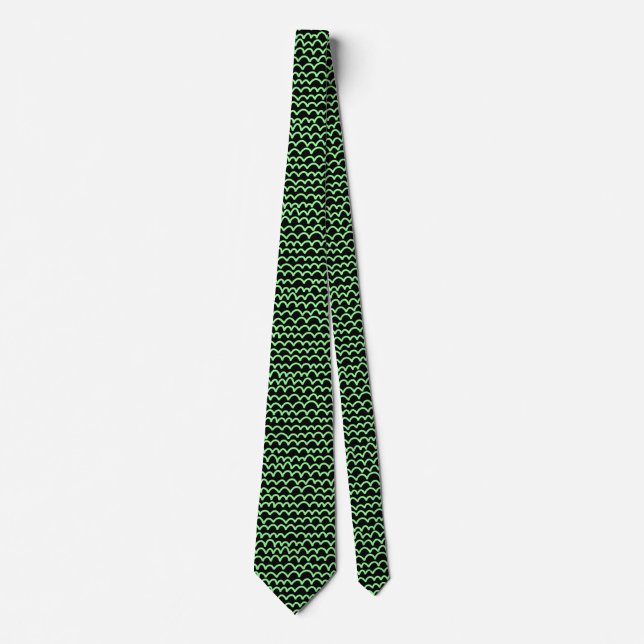 Wavy Pattern - Mint Green on Black Tie (Front)