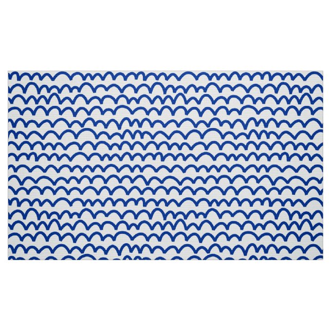 Wavy Pattern - Navy Blue on White Fabric (Fat Quarter)