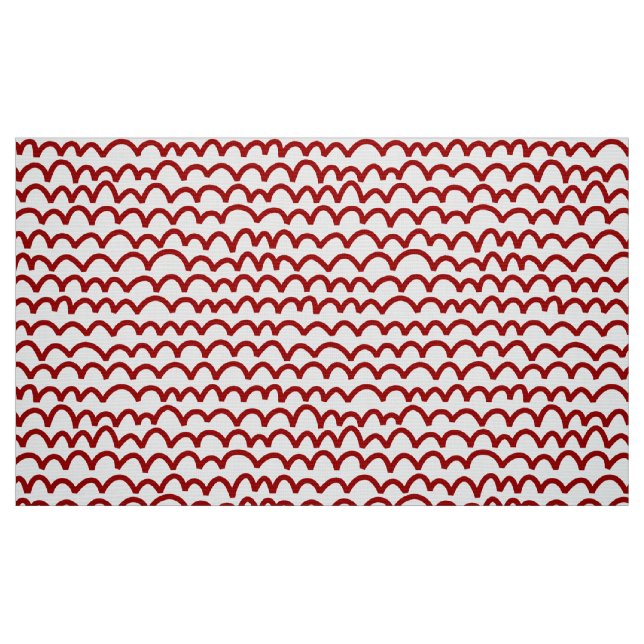 Wavy Pattern - Ruby Red on White Fabric (Fat Quarter)