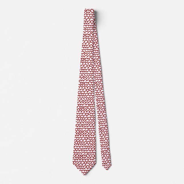 Wavy Pattern - Ruby Red on White Tie (Front)