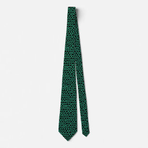 Wavy Pattern - Sea Green on Black Tie