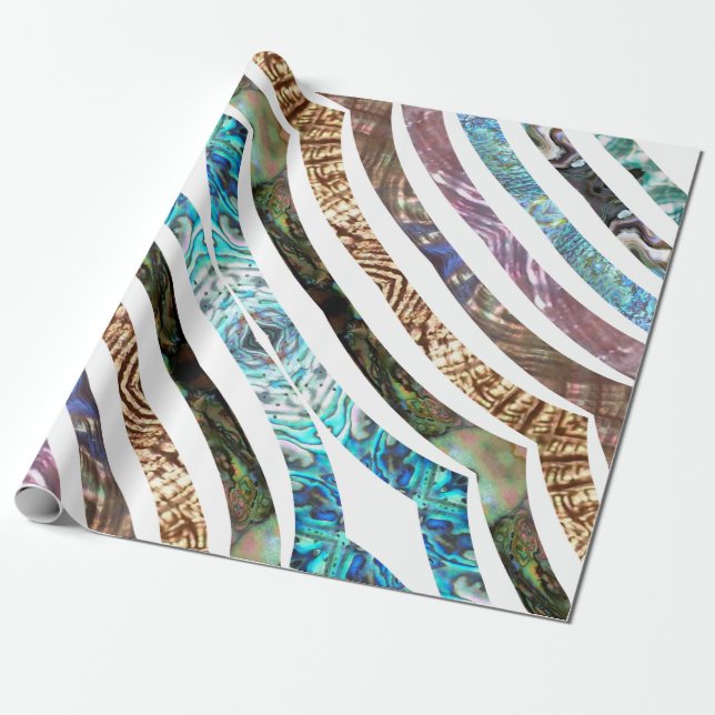 Wavy PAttern Strips of Shimy Colour Shell Wrapping Paper (Unrolled)