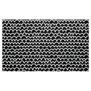 Wavy Pattern - White on Black Fabric
