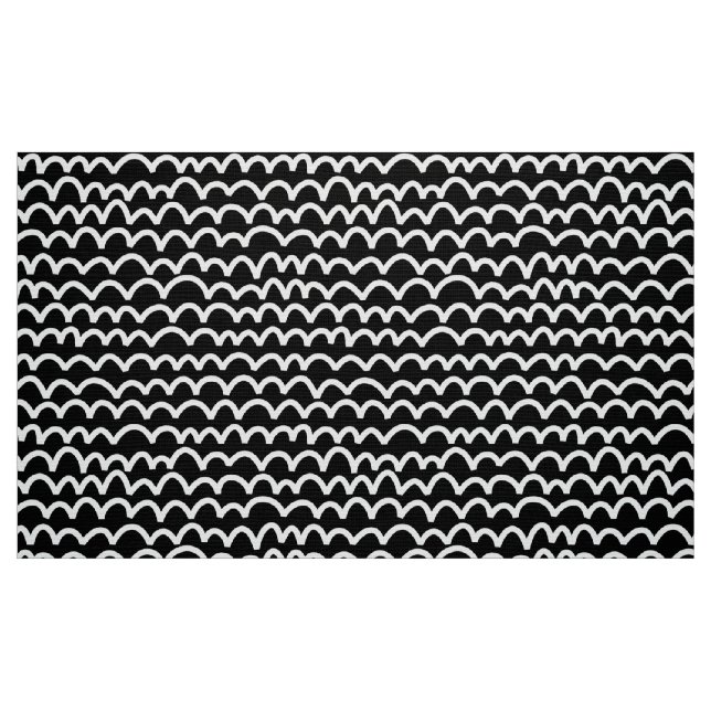 Wavy Pattern - White on Black Fabric (Fat Quarter)