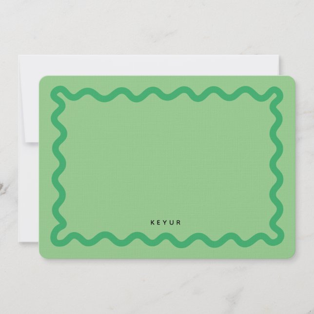 Wavy Personalised Stationery Note Card (Front)