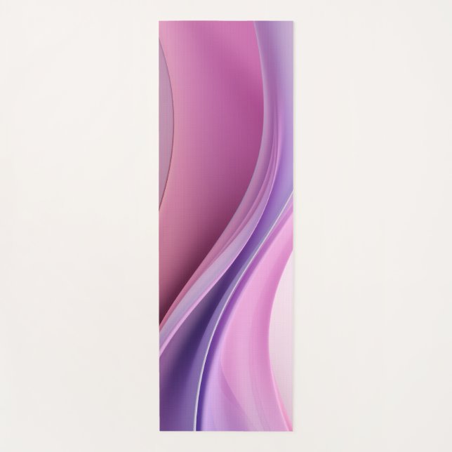 Wavy pink and lavender-coloured forms yoga mat (Front)