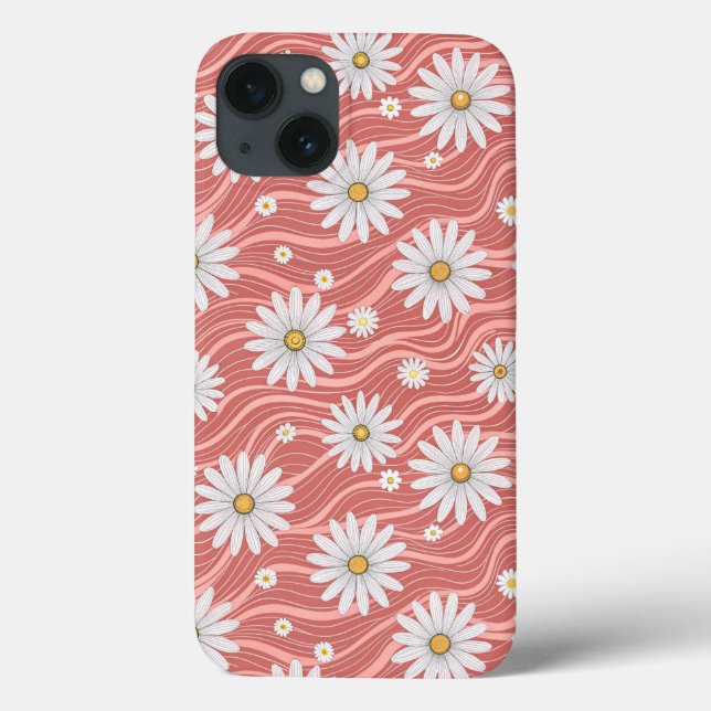 Wavy Pink Daisies Case-Mate iPhone Case (Back)