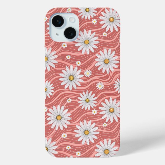 Wavy Pink Daisies Case-Mate iPhone Case (Back)
