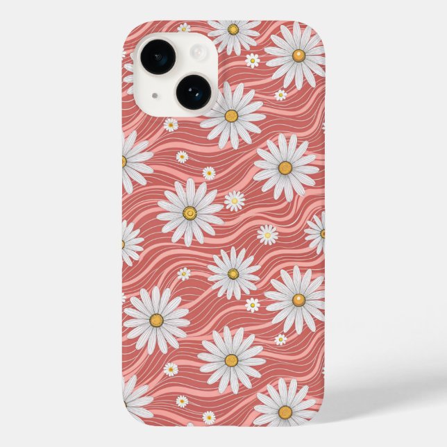 Wavy Pink Daisies Case-Mate iPhone Case (Back)