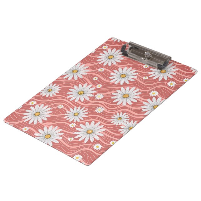 Wavy Pink Daisies Clipboard (Angled)