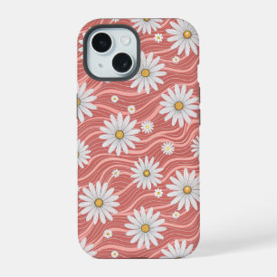 Wavy Pink Daisies iPhone 15 Case