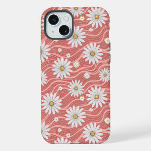 Wavy Pink Daisies iPhone 15 Plus Case