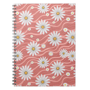 Wavy Pink Daisies Notebook