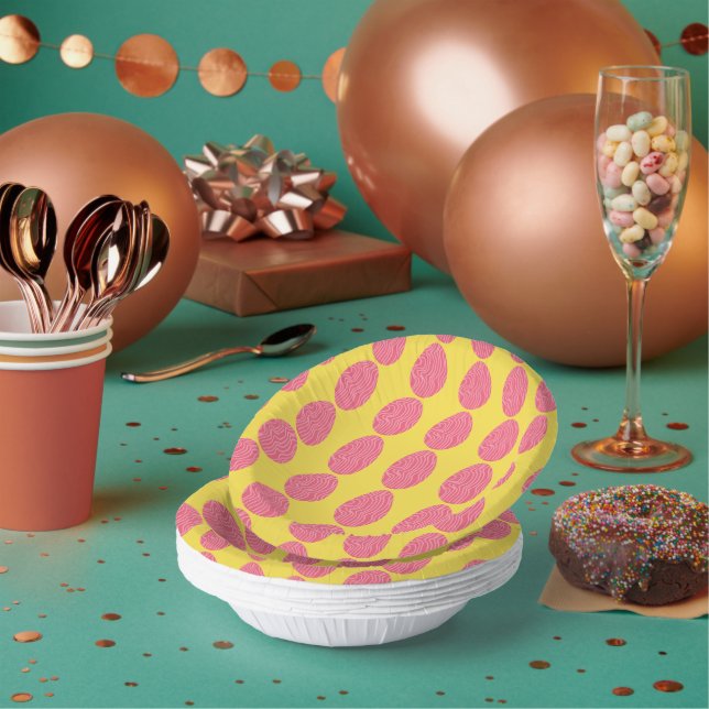 Wavy Pink Easter Eggs Paper Plate (Multi)