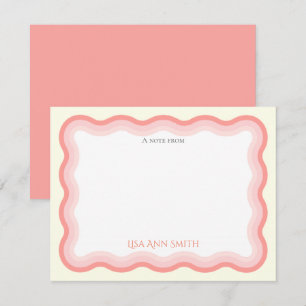 Wavy Pink Lines Girls Personalised Flat Card