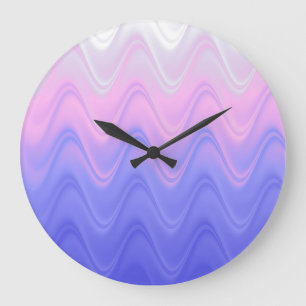 Wavy Pink Purple Abstract Large Clock