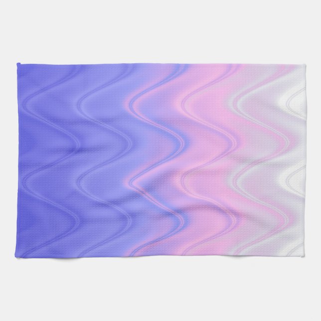 Wavy Pink Purple Abstract Tea Towel (Horizontal)