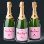 Wavy Pink Red Handwriting Retro Bridal Shower Sparkling Wine Label<br><div class="desc">Pink  Red Pastel Handwriting Retro Bridal Shower</div>
