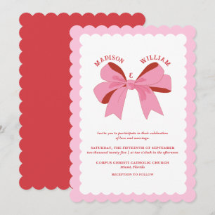 Wavy Pink Red Wedding Invitation
