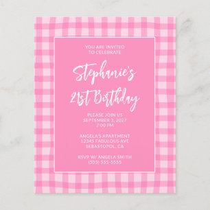 Wavy Pink Summer Gingham Bold 21st Birthday Flyer