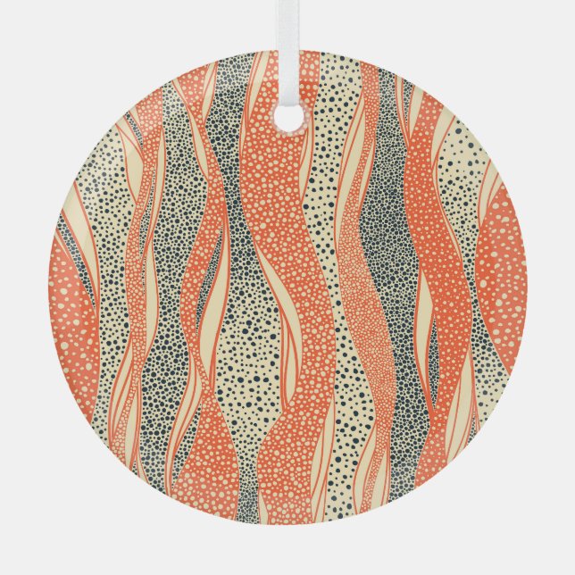 Wavy polka dot, hand-drawn pattern. glass tree decoration (Front)