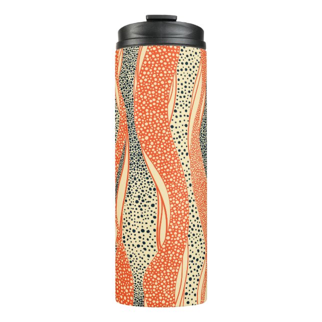 Wavy polka dot, hand-drawn pattern. thermal tumbler (Front)